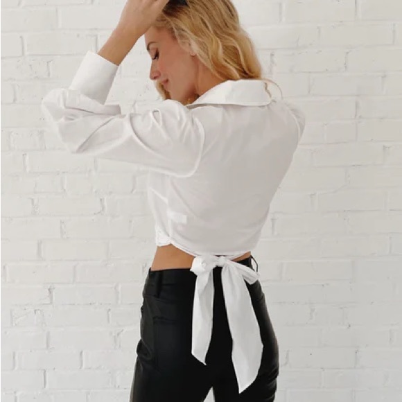 White Tie Cropped Top - Picture 2 of 4